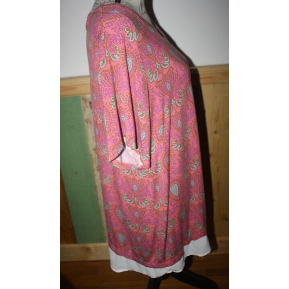 Rose + Olive Women's Top XXL 2XL Coral Purple Rayon Pullover Blouse Tunic Ladies - Picture 5 of 10